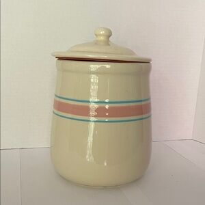 Mccoy Cream Canister with Pink and Blue Stripes